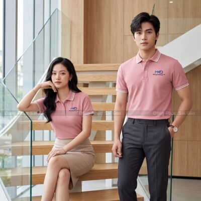 Áo polo đồng phục cao cấp may sẵn màu hồng nhạt PL04040 3