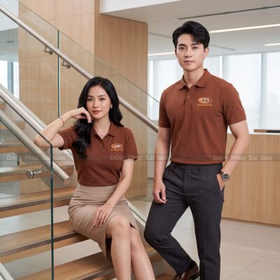 Áo polo đồng phục công ty có sẵn màu nâu thoải mái 7