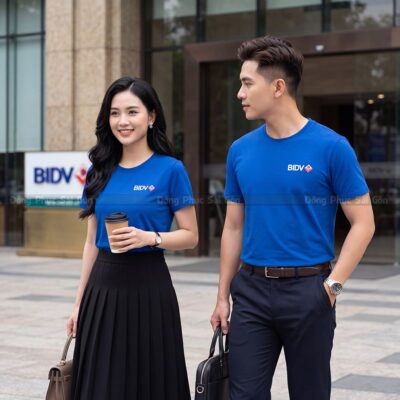 Áo thun cổ tròn may sẵn chất vải Sufa màu xanh dương 5