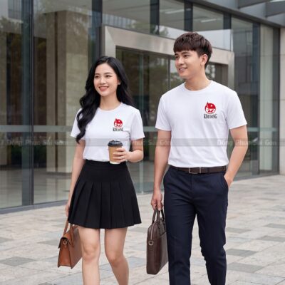 Áo thun cổ tròn may sẵn màu trắng basic dễ phối 5