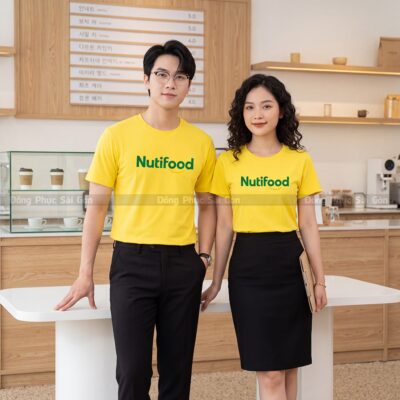 Áo thun cổ tròn may sẵn màu vàn3 vải Cotton 4 chiều CTS02027 4