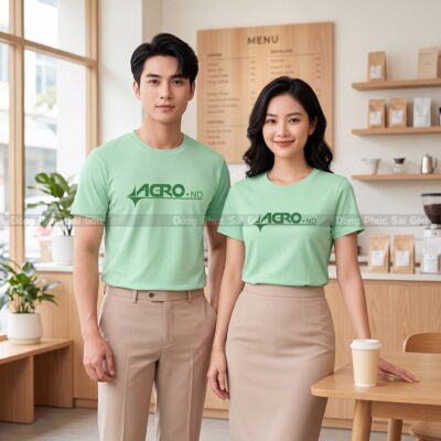 Áo thun cổ tròn may sẵn màu xanh ngọc giá tận xưởng 1