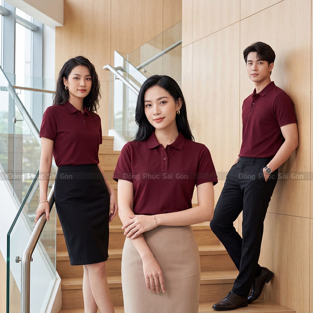 Áo thun cổ trụ đồng phục may sẵn giá tối ưu 3