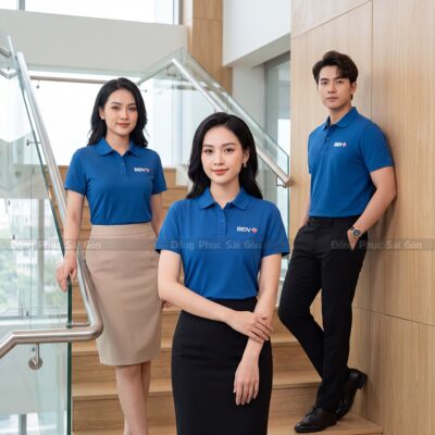 Áo thun đồng phục polo công ty đẹp may sẵn màu xanh PL01057 4