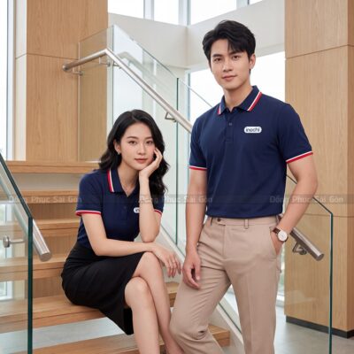Áo thun đồng phục polo may sẵn màu xanh navy hiện đại 5