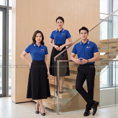 Áo thun polo đồng phục công ty có sẵn màu xanh dương PL04037 4