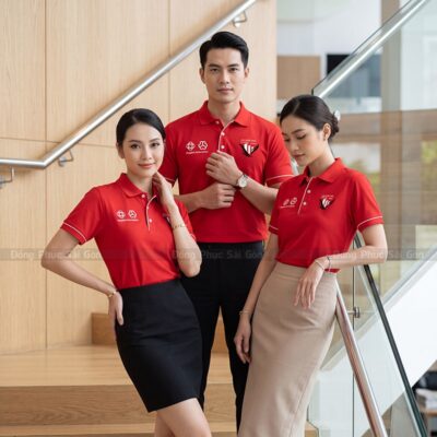 Công ty may áo thun đồng phục đẹp màu đỏ 6
