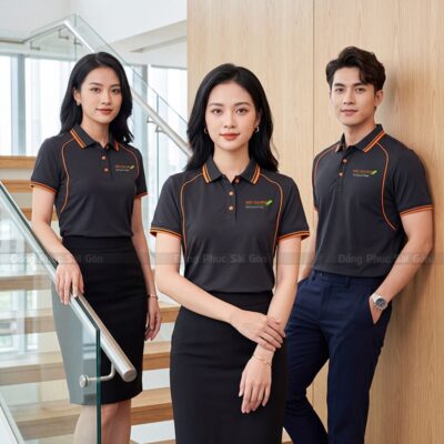 Đồng phục áo phông công sở màu đen sang trọng 6