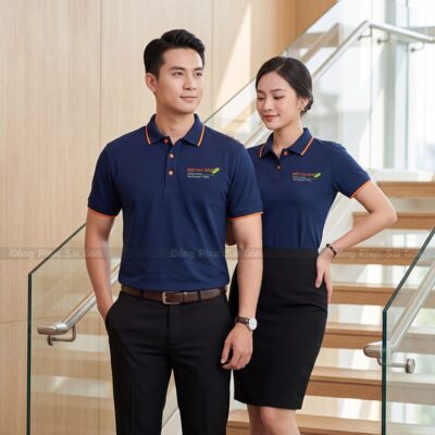Đồng phục áo phông công sở màu xanh navy tinh tế 4