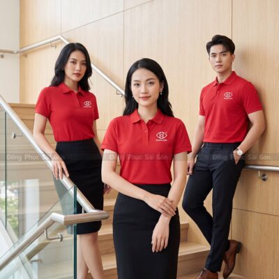 Đồng phục áo thun polo có sẵn màu đỏ 5