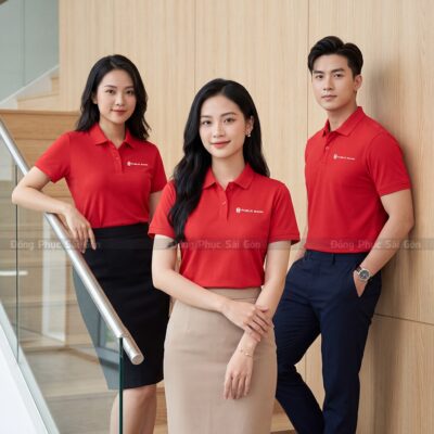 Đồng phục áo thun polo may sẵn màu đỏ PL01050 6