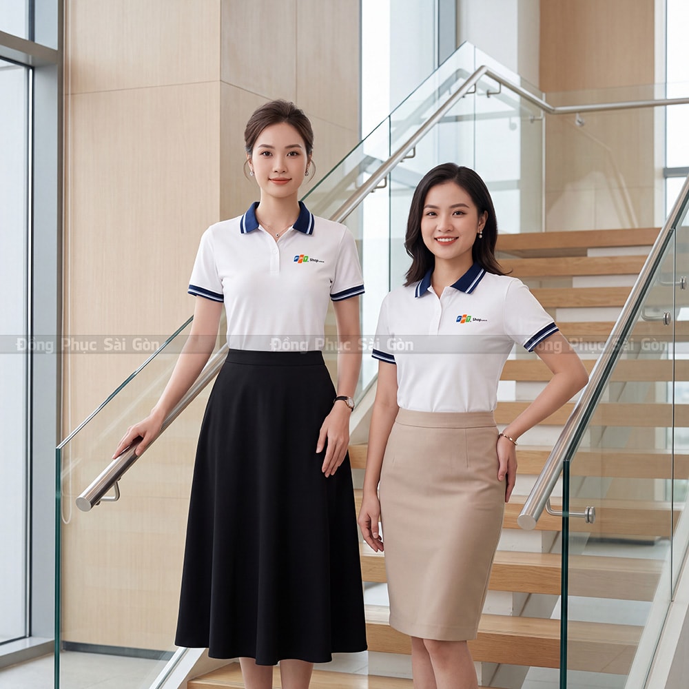 Đồng phục polo may sẵn màu trắng tiện lợi 6