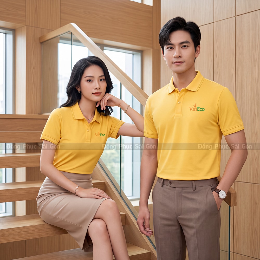 In áo polo đồng phục may sẵn màu vàng nhạt PL01016 7