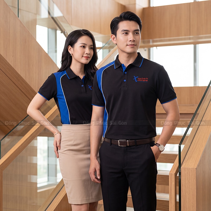 In áo thun đồng phục màu đen giá rẻ 4