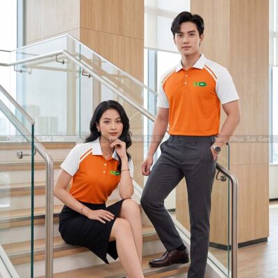 Mẫu áo công ty đẹp màu cam trẻ trung 1