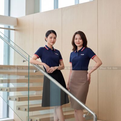 Mẫu áo đồng phục polo may sẵn màu xanh navy PL04044 2