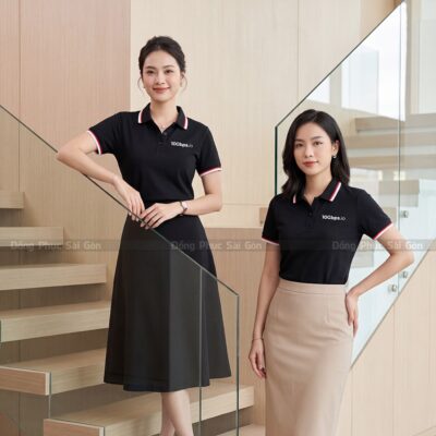 May áo polo theo yêu cầu có sẵn màu đen sang trọng 2