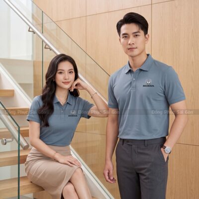 May áo polo theo yêu cầu may sẵn màu xám số lượng lớn 7