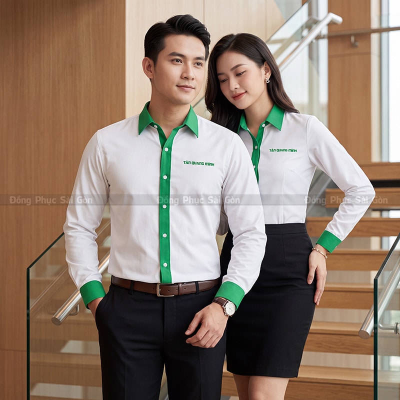 Áo đồng phục sơ mi công ty chất liệu thoáng mát 4