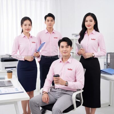 Áo đồng phục văn phòng công ty màu hồng đẹp 2