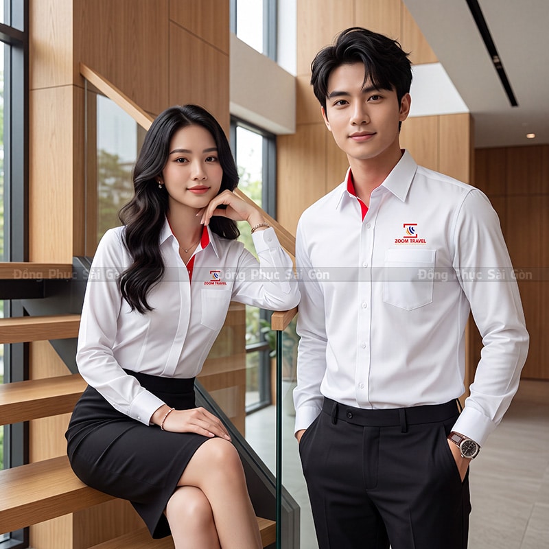 Đặt may áo đồng phục sơ mi công ty đa dạng mẫu 1