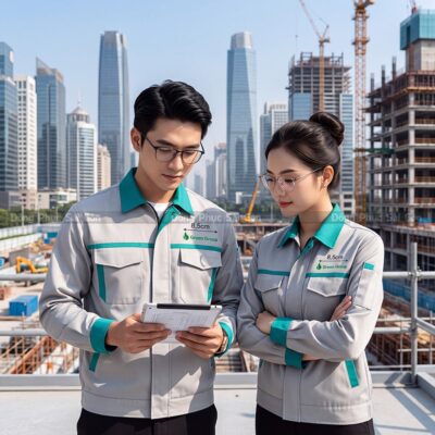 Đặt may áo quần lao động chất liệu kaki bền chắc 1