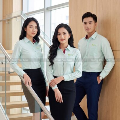 Đồng phục công sở nữ đẹp in thêu logo theo yêu cầu 6