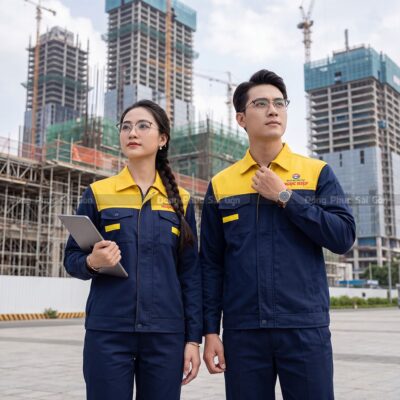 Nhận chuyên may đồng phục bảo hộ bằng vải kaki cao cấp 4