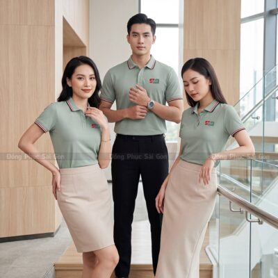 Xưởng may áo thun polo nam nữ giá rẻ có sẵn màu xanh 5